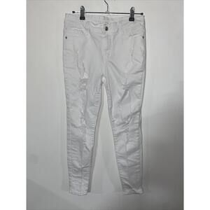 Muhadrs Mid Waist White Distressed Jeans Size 10